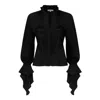 Cavanagh Baker Women's Black Corset Button Down Raglan Long Sleeve Blouse In Black