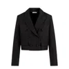 Cavanagh Baker Women's Black Stretch Tuxedo Crop Blazer In Black