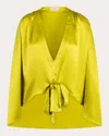 Cavanagh Baker Women's Yellow / Orange Silk Charmeuse Cape Blouse In Yellow