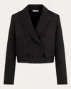 Cavanagh Baker Women's Black Stretch Tuxedo Crop Blazer In Black