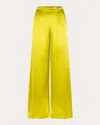 Cavanagh Baker Women's Yellow / Orange Silk Charmeuse Wide Leg Pant In Yellow