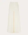 Cavanagh Baker Women's White Cream Silk Georgette Three Pleat Pant In White