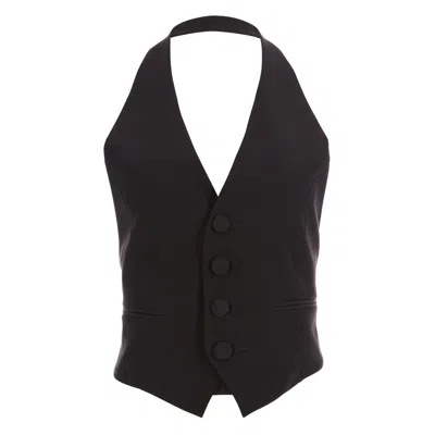CAVANAGH BAKER WOMEN'S STRETCH CREPE HALTER VEST BLACK