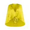 Cavanagh Baker Women's Yellow / Orange Silk Charmeuse Cape Blouse In Yellow/orange