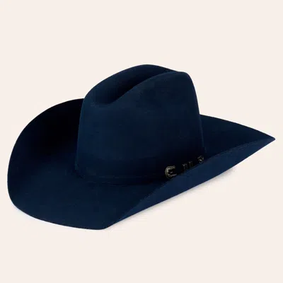 Cavenders Cavender's 3x Navy Rancher Crown Wool Cowboy Hat In Blue