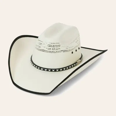 Cavenders Cavender's Ivory Vented With Black Bound Edge Straw Cowboy Hat In White