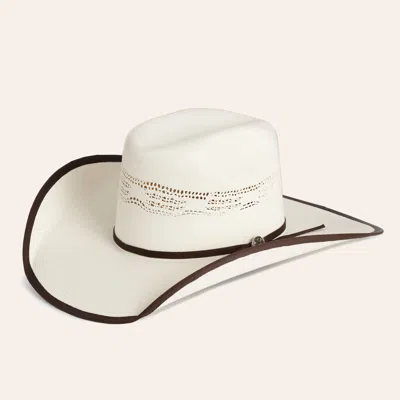 Cavenders Cavender's Kids' Ranch Collection Bangora Two Cord Vented Crown Bound Edge Straw Cowboy Hat In White