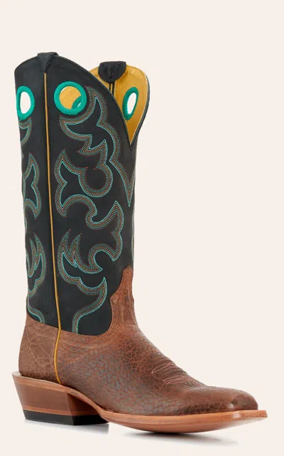 Cavenders Cavender's Men's Abbott Honey & Black Wide Square Toe Buckaroo Cowboy Boots In Multi