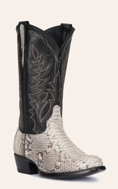 Cavenders Cavender's Men's Black & Lamesa Natural Python R Toe Exotic Cowboy Boots In Multi