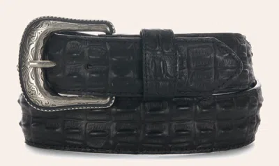 Cavenders Cavender's Men's Black Caiman Hornback Print Western Belt