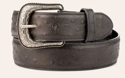 Cavenders Cavender's Men's Black Ostrich Print Western Belt In Brown