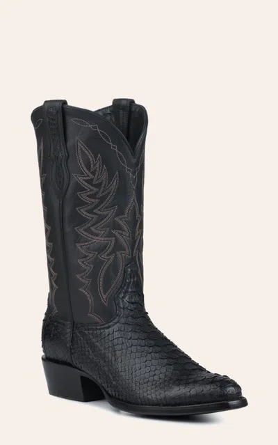 Cavenders Cavender's Men's Black Python R Toe Exotic Cowboy Boots