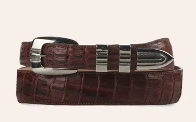 Cavenders Cavender's Men's Brandy Brown Caiman Tapered Exotic Western Belt
