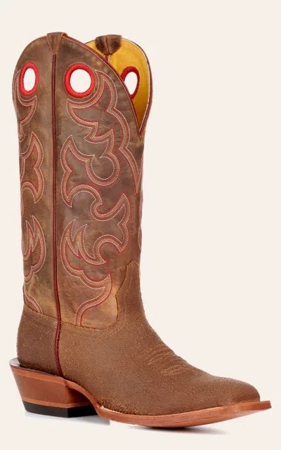 Cavenders Cavender's Men's Brown And Cognac Buckaroo Wide Square Toe Cowboy Boots
