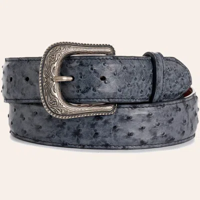 Cavenders Cavender's Men's Charcoal Full Quill Ostrich Exotic Western Belt In Blue