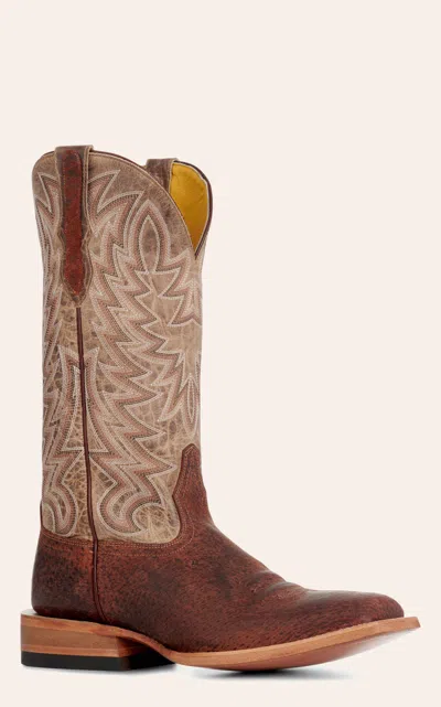 Cavenders Cavender's Men's Daingerfield Copper & Oryx Wild Boar Wide Square Toe Cowboy Boots In Multi