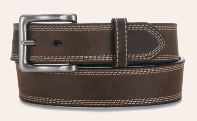 Cavenders Cavender's Men's Dark Brown Leather With White Stitching Western Belt