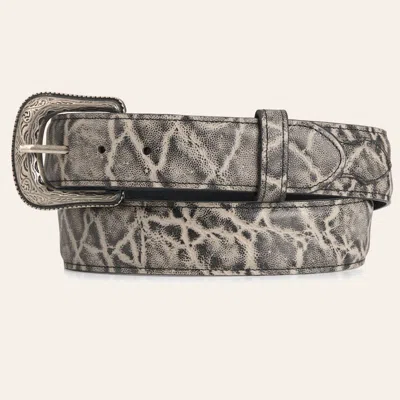 Cavenders Cavender's Men's Gray Elephant Print Leather Belt With Silver Buckle