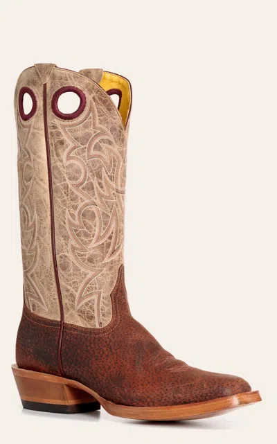 Cavenders Cavender's Men's Tan & Copper Brown Wild Boar Wide Square Toe Cowboy Boots