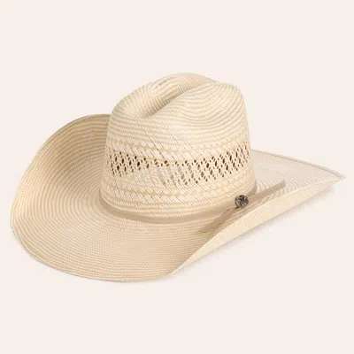 Cavenders Cavender's Men's Tan Cattleman Crown Vented Straw Cowboy Hat
