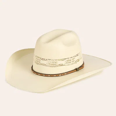 Cavenders Cavender's Natural Cattleman Crown Weave Vent Shantung Straw Cowboy Hat In Neutral