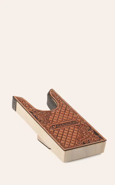 Cavenders Cavender's Natural Tan Diamond And Oak Leaf Embossed Leather Boot Jack In Brown