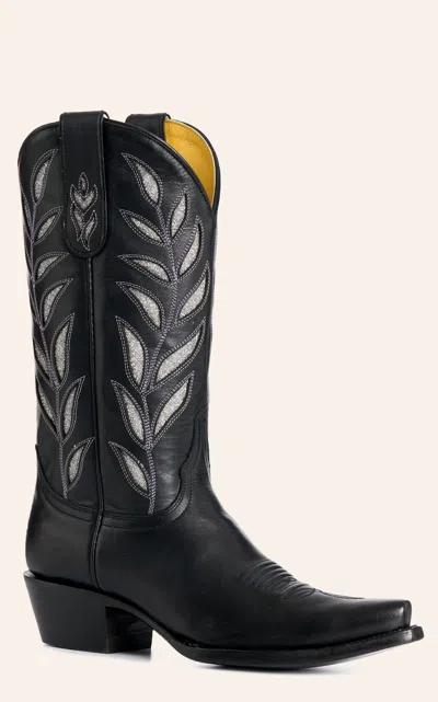 Cavenders Cavender's Private Label Women's Black Silver Botanical Snip Toe Cowgirl Boots
