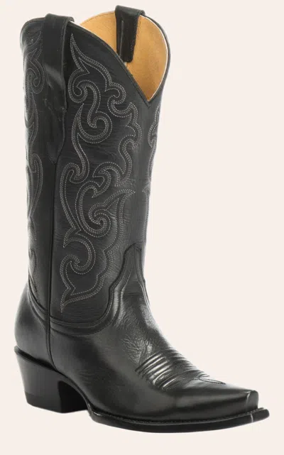 Cavenders Cavender's Women's Black Ranchero Leather Snip Toe Cowboy Boots