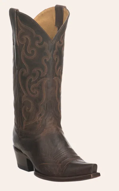 Cavenders Cavender's Women's Burnished Chocolate Goat Leather Snip Toe Cowboy Boots In Brown