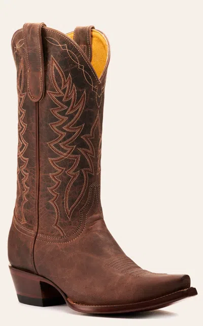 Cavenders Cavender's Women's Burnished Tan Leather Snip Toe Cowboy Boots In Brown