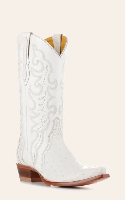 Cavenders Cavender's Women's Full Quill Ostrich White Exotic Snip Toe Cowboy Boots