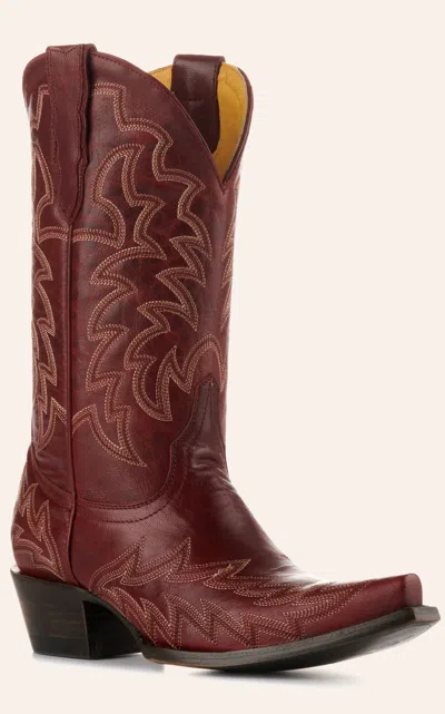 Cavenders Cavender's Women's Leather Dark Red Snip Toe Cowboy Boots In Brown
