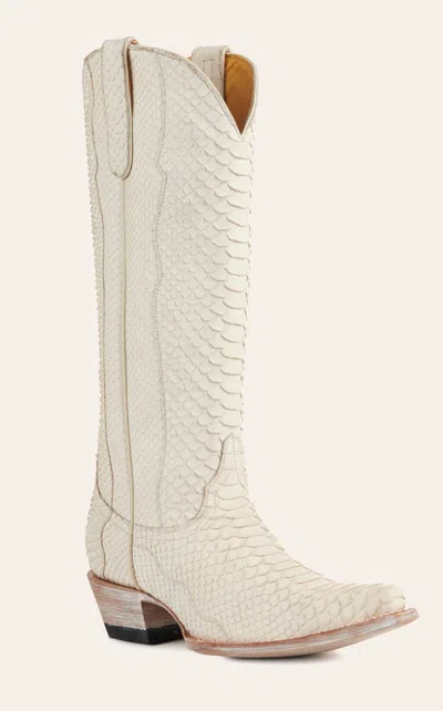 Cavenders Cavender's Women's Python White Exotic Snip Toe Western Boots