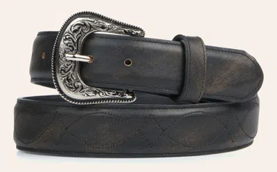 Cavenders Cavender's Women's Rustic Black With Fancy Stitch Leather Belt