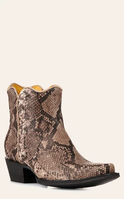 Cavenders Cavender's Women's Rustic Natural Python Snip Toe Western Booties In Animal Print