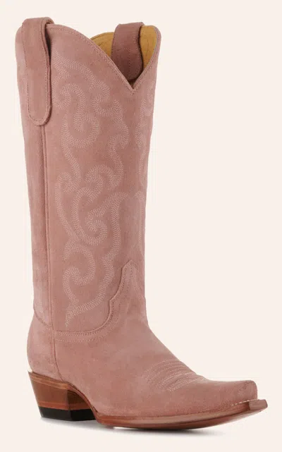 Cavenders Cavender's Women's Suede Pink With Tonal Embroidery Snip Toe Cowboy Boots In Neutral