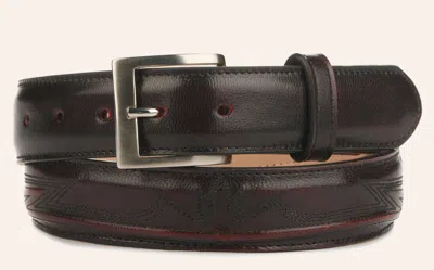 Cavenders Jrc & Sons Men's Black Cherry Stitched Goat Leather Western Belt In Brown