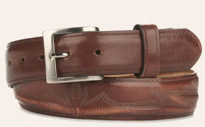 Cavenders Jrc & Sons Men's Russet Stitched Goat Leather Western Belt In Brown