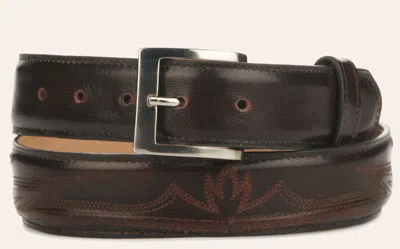 Cavenders Jrc & Sons Men's Umber Stitched Goat Leather Western Belt In Brown