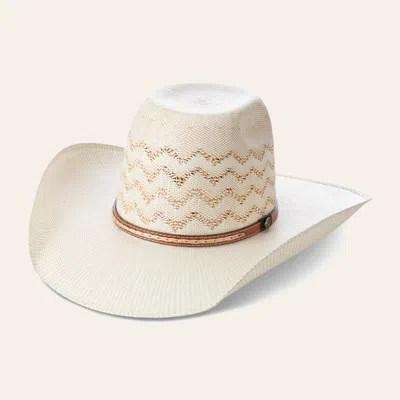 Cavenders Rafter C Men's Ivory And Tan With Bull Rider Crown Bangora Straw Cowboy Hat In Neutral