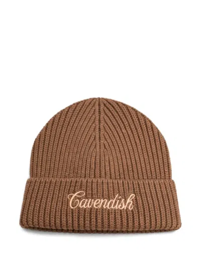 Cavendish Ribbed Beanie Hat In Brown