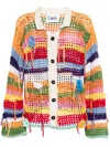 Cavia Striped Crochet-knit Cardigan In Orange