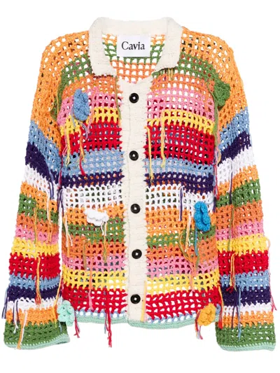 Cavia Striped Crochet-knit Cardigan In Orange