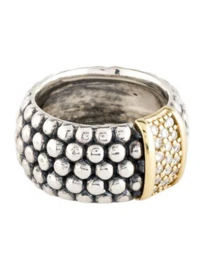 Pre-owned Caviar 18k Diamond Two-tone Band Ring In Multi