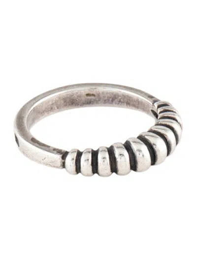 Pre-owned Caviar Fluted Stacking Band In Multicolor