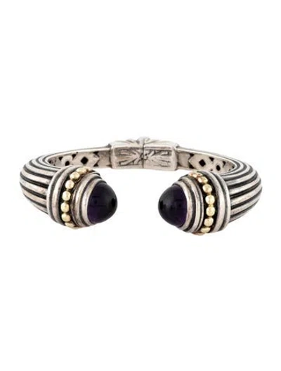 Pre-owned Caviar Lagos Amethyst  Cuff Bracelet, 6.25" In Multicolor