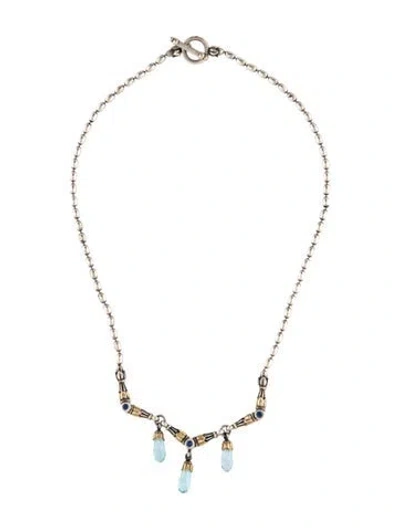 Pre-owned Caviar Sapphire & Topaz Arcadian Collar Necklace, 16.25" In Multicolor