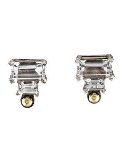 Pre-owned Caviar Topaz Earclips In Multicolor
