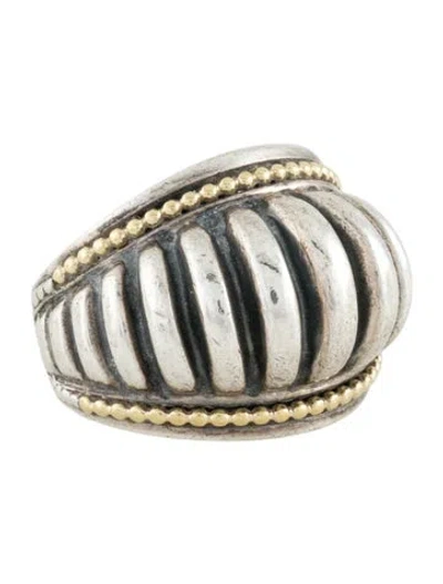 Pre-owned Caviar Two-tone  Fluted Domed Ring In Multi
