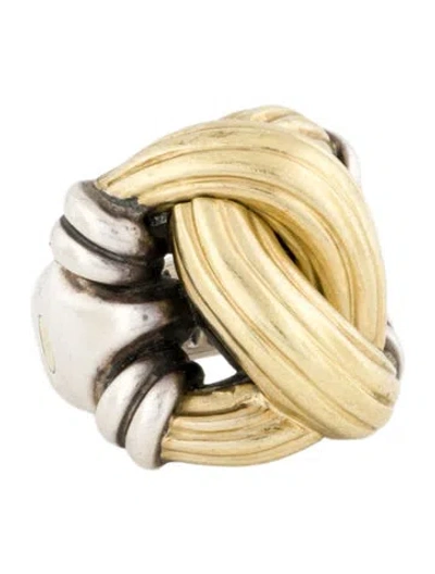 Pre-owned Caviar Two-tone Knot Ring In Multi